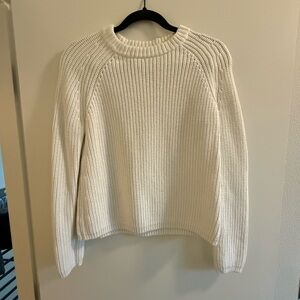 Quince Organic Cotton Fisherman White Crew Neck Sweater
